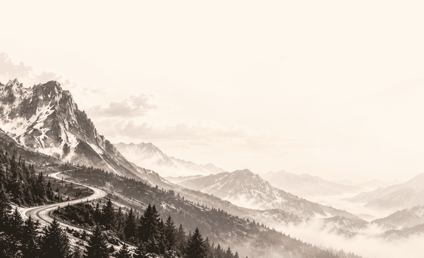 Winding alpine mountain road